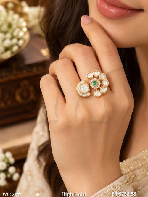 Premium Kundan American Diamond Finger Ring