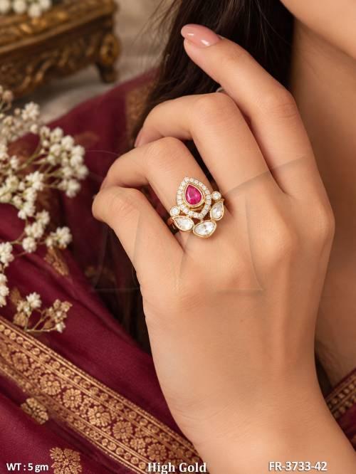 Elegant High Gold Full Stone Designer Ring