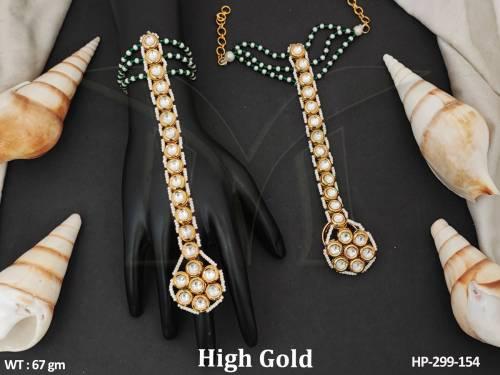 Fancy Design Party wear High Gold Polish Kundan Jewellery Kundan Haath Paan