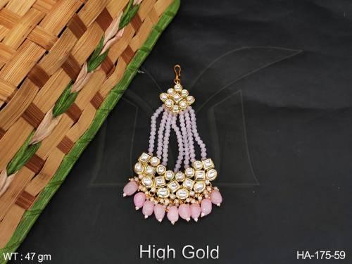 Kundan Jewellery Designer High Gold Polish Fancy Design Party wear Hair Accessories Pasa