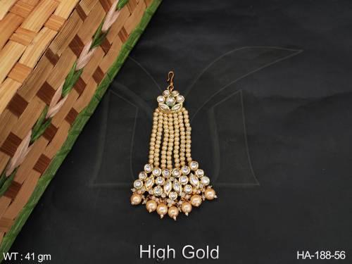 High Gold Polish Fancy style Party wear Beautiful Kundan Jewellery Designer Hair Accessories Pasa 