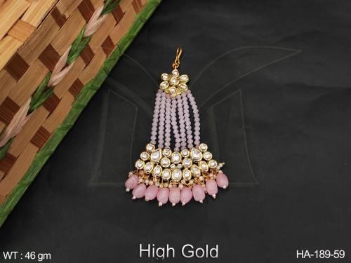 Designer Fancy Style Kundan Jewellery Party High Gold Polish Designer Hair Accessories Pasa 