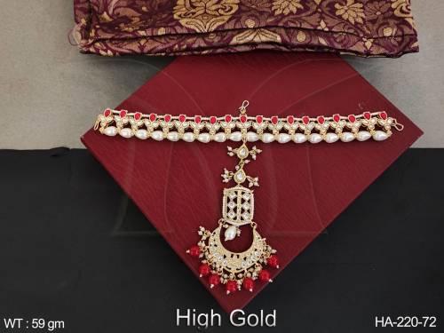 Designer Fancy Style Party wear Beautiful Sheeshpool Design Kundan Hair Accessories Matha Patti