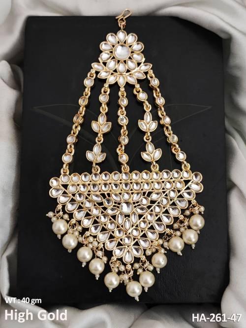 Kundan Jewellery Fancy Wear High Gold Polish Designer Hair Accessories Pasa