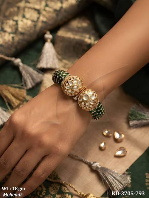 Kundan Mehendi Polish Full Stone Designer Kada for Women