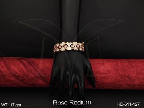 Kundan Jewellery Rose Rodium Polish Party Wear Kada 