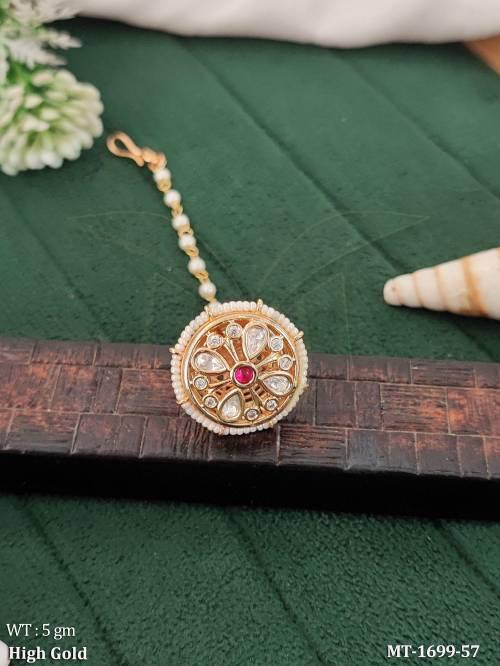 Traditional High Gold Round Kundan Tikka for Women