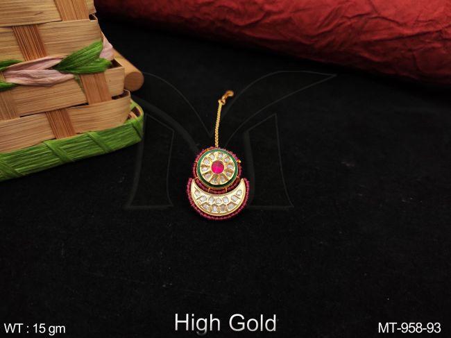 designer kundan jewelry fancy full white stones party wear maang tikka