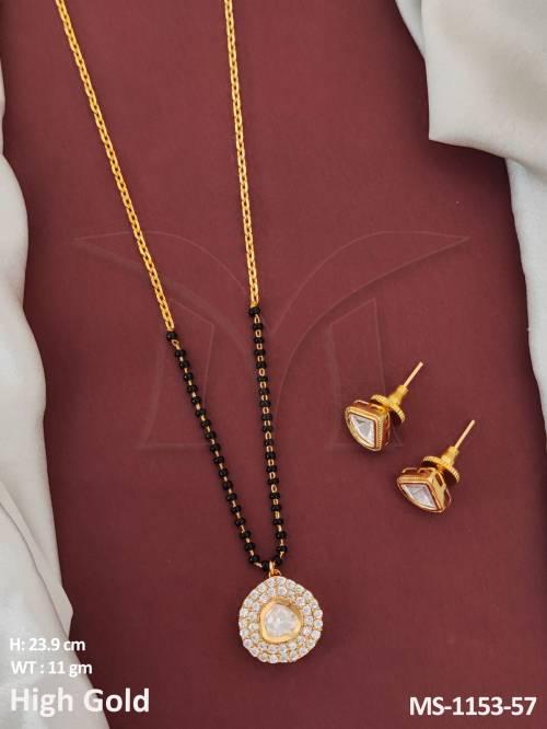 High Gold Polish Fancy Style Kundna Stones Design Kundan Jewellery Mangalsutra 