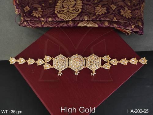 High Gold Polish Fancy Design Party wear Beautiful Kundan Hair Accessories Designer Kundan Matha Patti 
