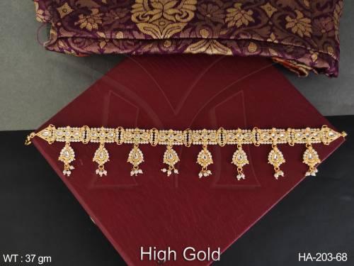Fancy Design High Gold Polish Hair Accessories Kundan Jewellery Designer Party wear Matha Patti 