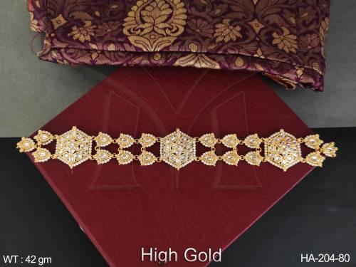 Designer Fancy Design High Gold Polish Kundan Jewellery Hair Accessories Kundan Matha Patti 