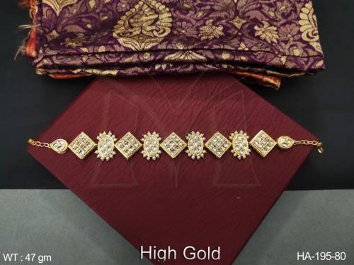 High Gold Polish Kundan Hair Accessories Jewellery Fancy Style Beautiful Kundan Matha Patti