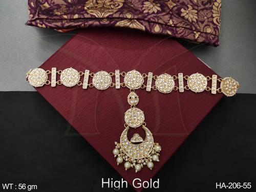 Clustered Pearl Designer Fancy style Party wear Beautiful kundan Hair Accessories Math Pathi