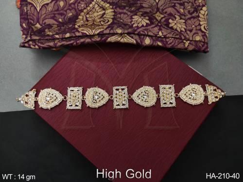 Designer Fancy Kundan Jewellery High Gold Polish Hair Accessories Kundan Matha Patti