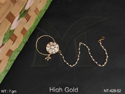 clustered-pearl-kundan-stones-high-gold-polish-fancy-style-party-wear-kundan-nath-