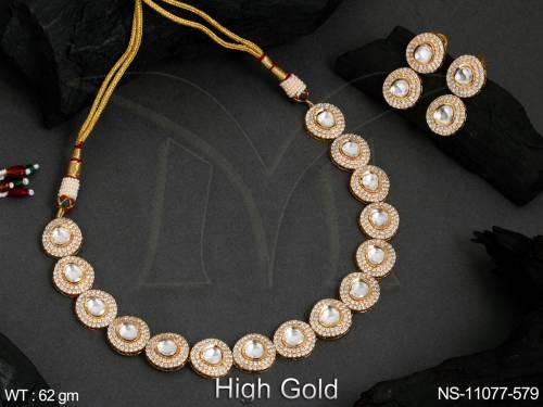 Kundan Jewellery Beautiful High Gold Polish Necklace Set 