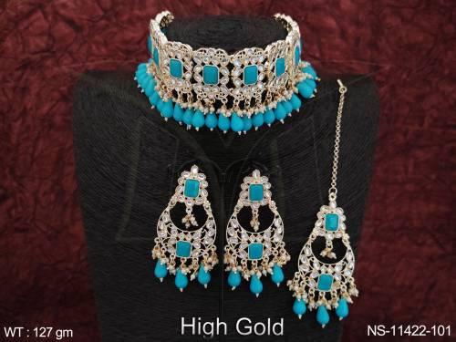 clustered-pearl-high-gold-polish-fancy-design-party-wear-kundan-stones-kundan-jewellery-choker-necklace-set