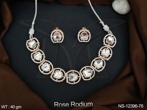 party-wear-rose-rodium-polish-fancy-style-kundan-stones-kundan-jewellery-short-necklace-set