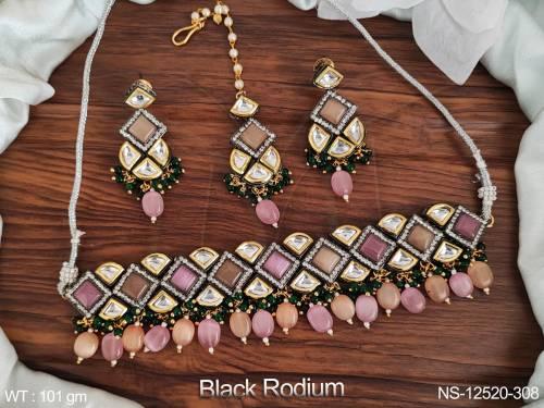 black-rodium-polish-clustered-pearl-desinger-party-wear-beautiful-kundan-stones-kundan-jewelelry-choker-style-necklace-set