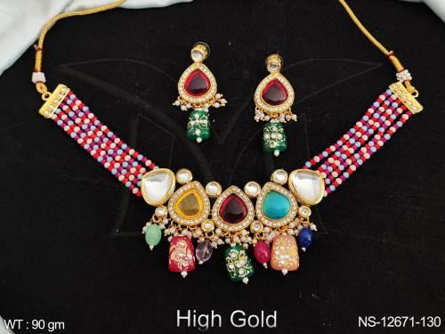 kundan-jewellery-beautiful-high-gold-polish-clustered-pearl-party-wear-necklace-set-