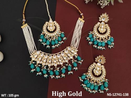 clustered-pearl-designer-high-gold-polish-fancy-style-party-wear-short-necklace-set-