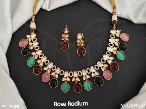 fancy-design-party-wear-rose-rodium-polish-kundan-short-necklace-set-