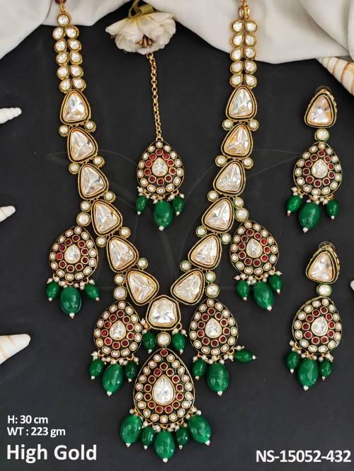 Kundan Jewellery High Gold Polish Beautfully Desgined Heavy Necklace Set