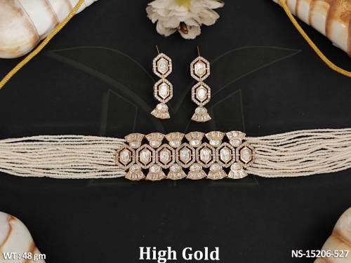 Kundan Jewellery High Gold Polish Beautiful Design Choker Necklace Set 