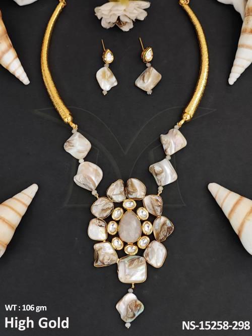 Kundan jewelry High Gold Polish Stylish Party Wear New Trading Kundan Necklace Set 