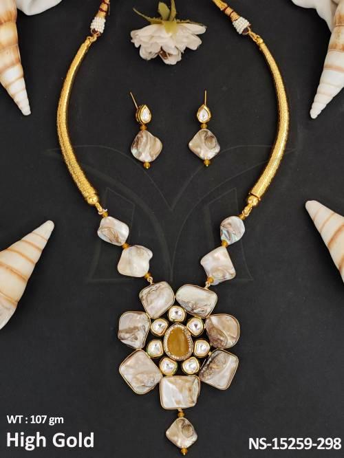 Kundan jewelry High Gold polish Party Wear Stylish party Wear Fancy Design Kundan Necklace Set 