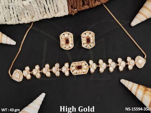 Designer Jewellery High Gold Polish Kundan Choker Set 