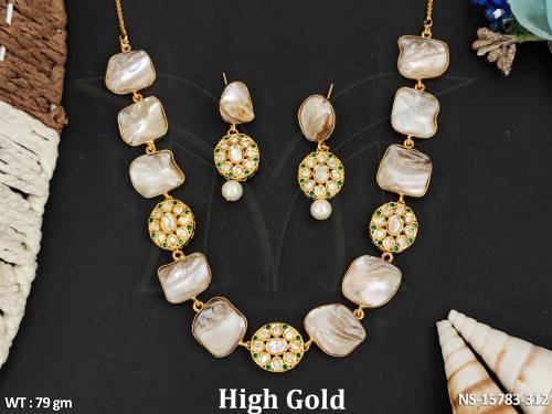 Kundan Jewellery High Gold Polish  Exquisite Design for Special Occasion Nacklace Set 