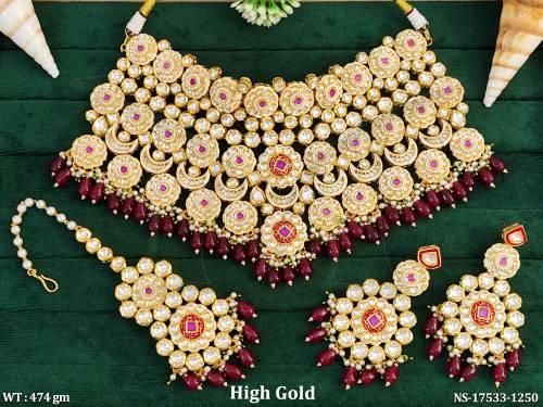 Elegant Fancy Kundan Necklace Set with Matching Earrings