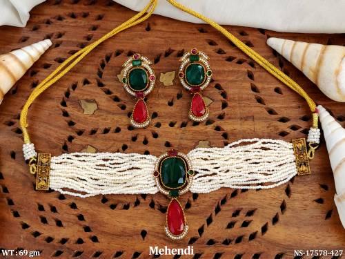 Elegant High Gold Kundan Choker Set with Earrings