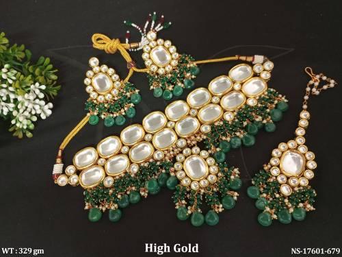 Luxe Kundan Necklace Set with Emerald Accents Festive Glam
