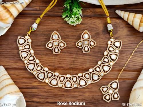 Graceful Full stone Kundan Necklace Set with Beautiful earrings