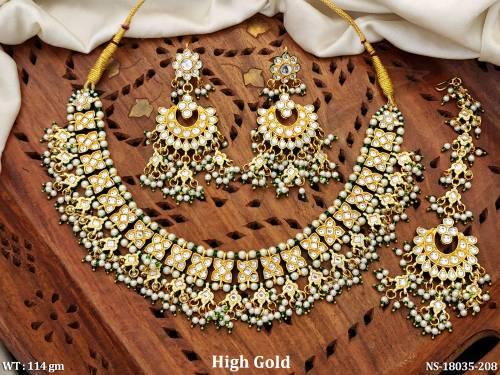 Kundan  Jewellery Full Stone High Gold Polish Party wear Necklace Set   