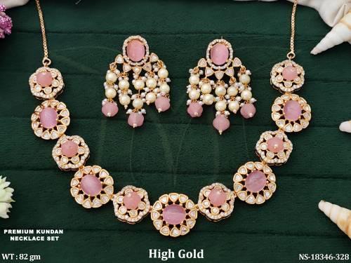 Kundan Designer Full Stone Short Necklace Set   