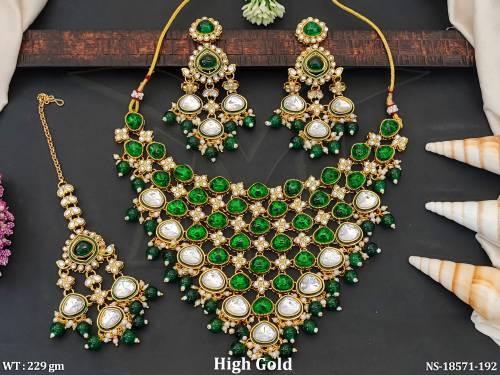 Design   High Gold Polish Full Stone Necklace Set   
