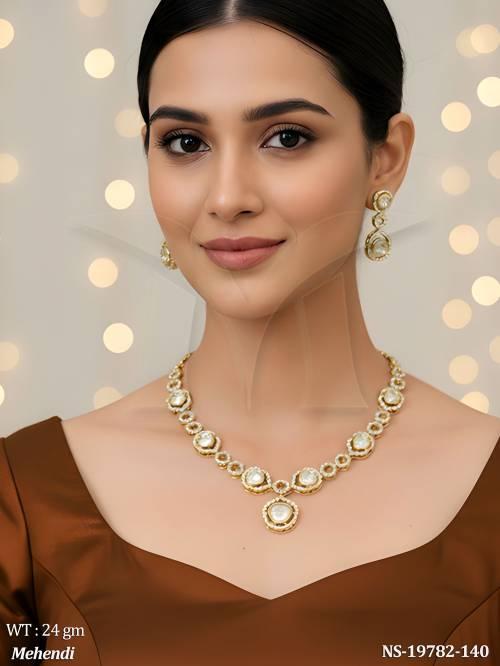 Elegant Full Stone Kundan Necklace Set for Women