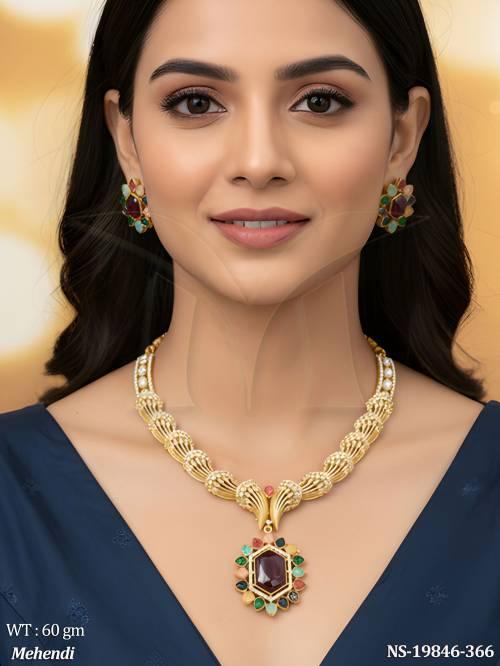 Elegant Statement Kundan Pendant Necklace Set for Women