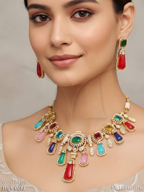 Heavy Designer Kundan Necklace Set with Statement Earrings