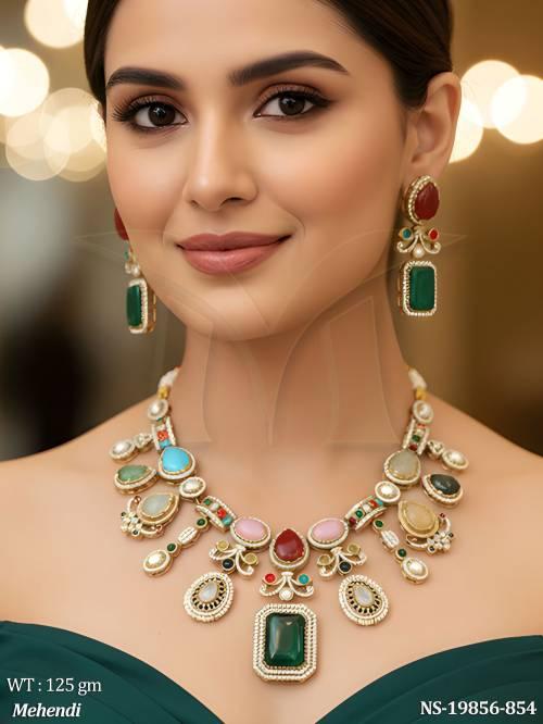 Elegant Kundan Necklace Set with Full Stones