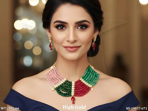 Traditional Kundan Beaded Necklace Set for Women