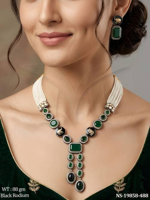 Traditional Kundan Black Rodium  Necklace Set