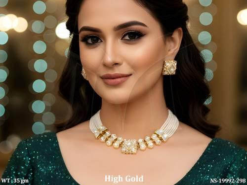 Designer Pearl String Kundan Jewelry Set