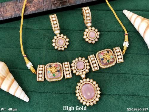 Traditional Pink & Multicolor Necklace Set