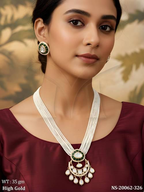 Stylish High Gold Pearl Necklace Set for Festive Traditional Occasions