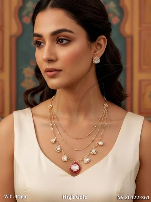 Elegant Full Stone Kundan Layered Necklace Designer Set